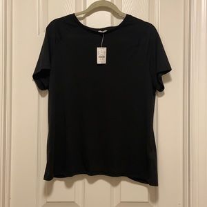 J. Crew XL Black Petal Back Top